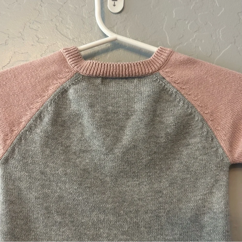 ⭐️Baby Gap gray pink and white smile sweater one piece outfit size newborn